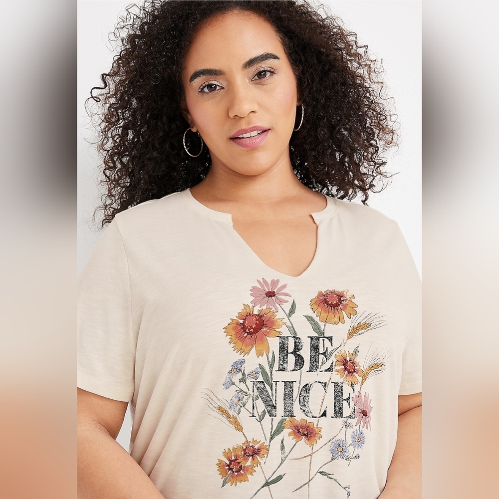 Be Nice Fall Floral Graphic Tee Size 2X NWOT!